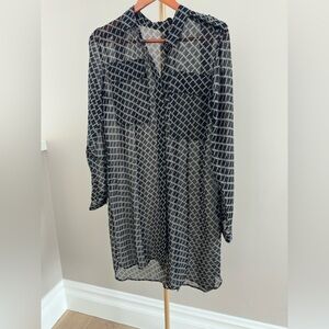 Club Monaco Silk Shirt Dress – Black Checkered – Size 4